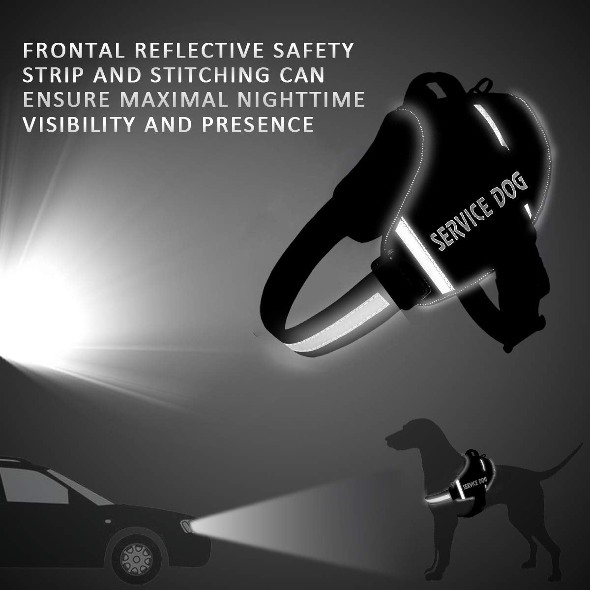 JSXD dog harness reflective 3M straps at dusk improve visibility