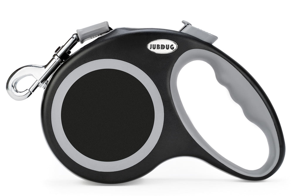 JUBDUG leash shows stainless steel coil to reduce jams during walks.