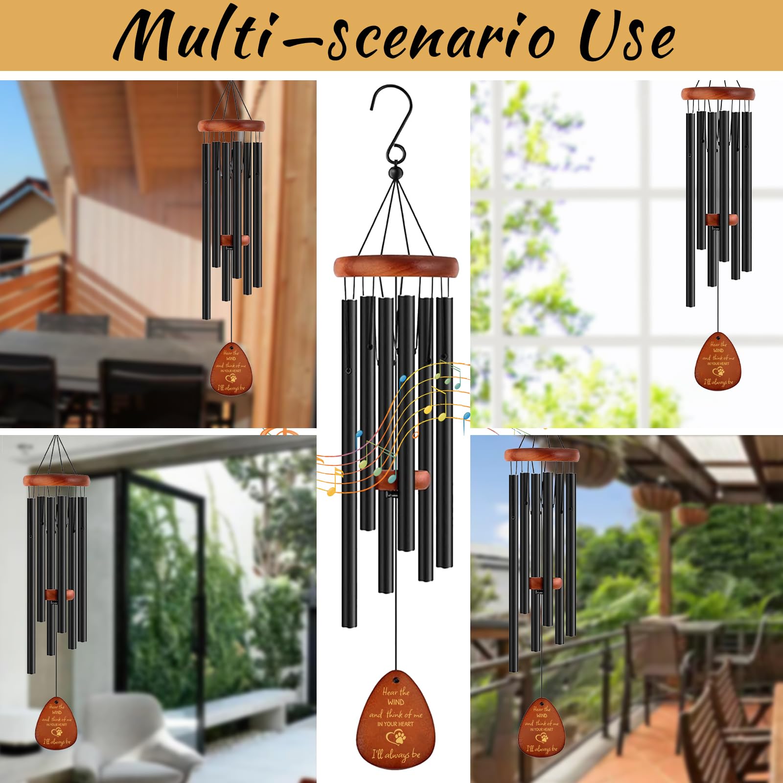 JUBOPE outdoor garden display, 26-inch wind chimes enriching patios with soothing motion