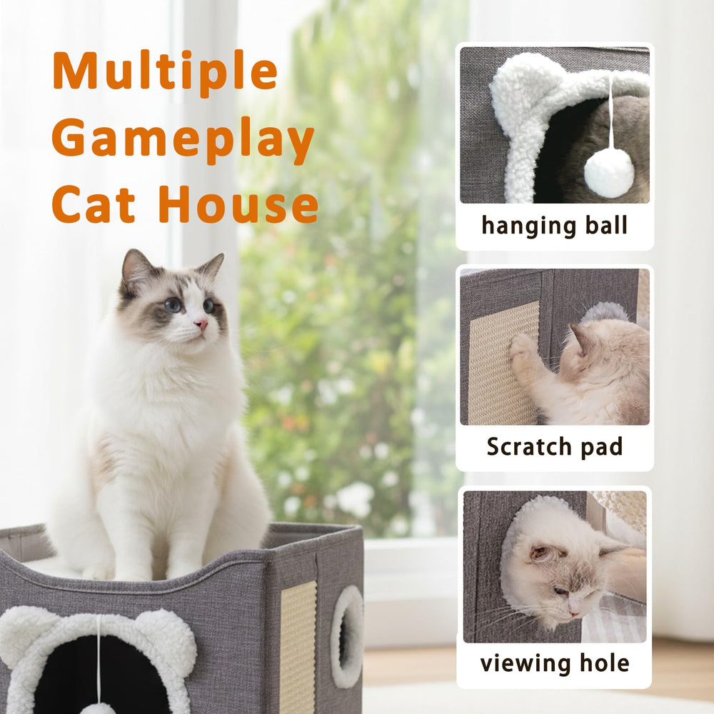 JUDERWOO cat house bottom cave plush bed for cozy hideaways