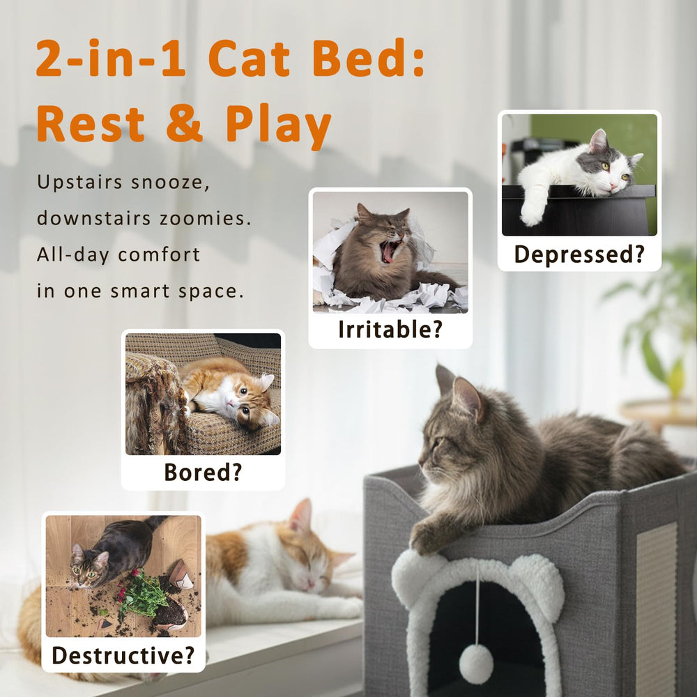 JUDERWOO cat house foldable hideaway with removable cushion