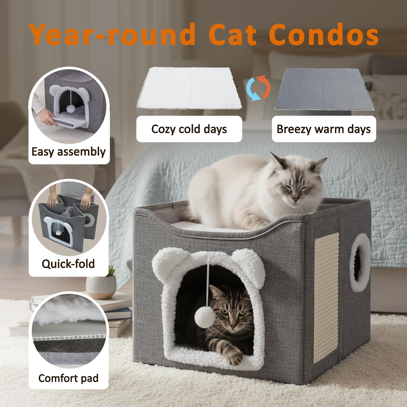 JUDERWOO cat house sisal scratching board for claws