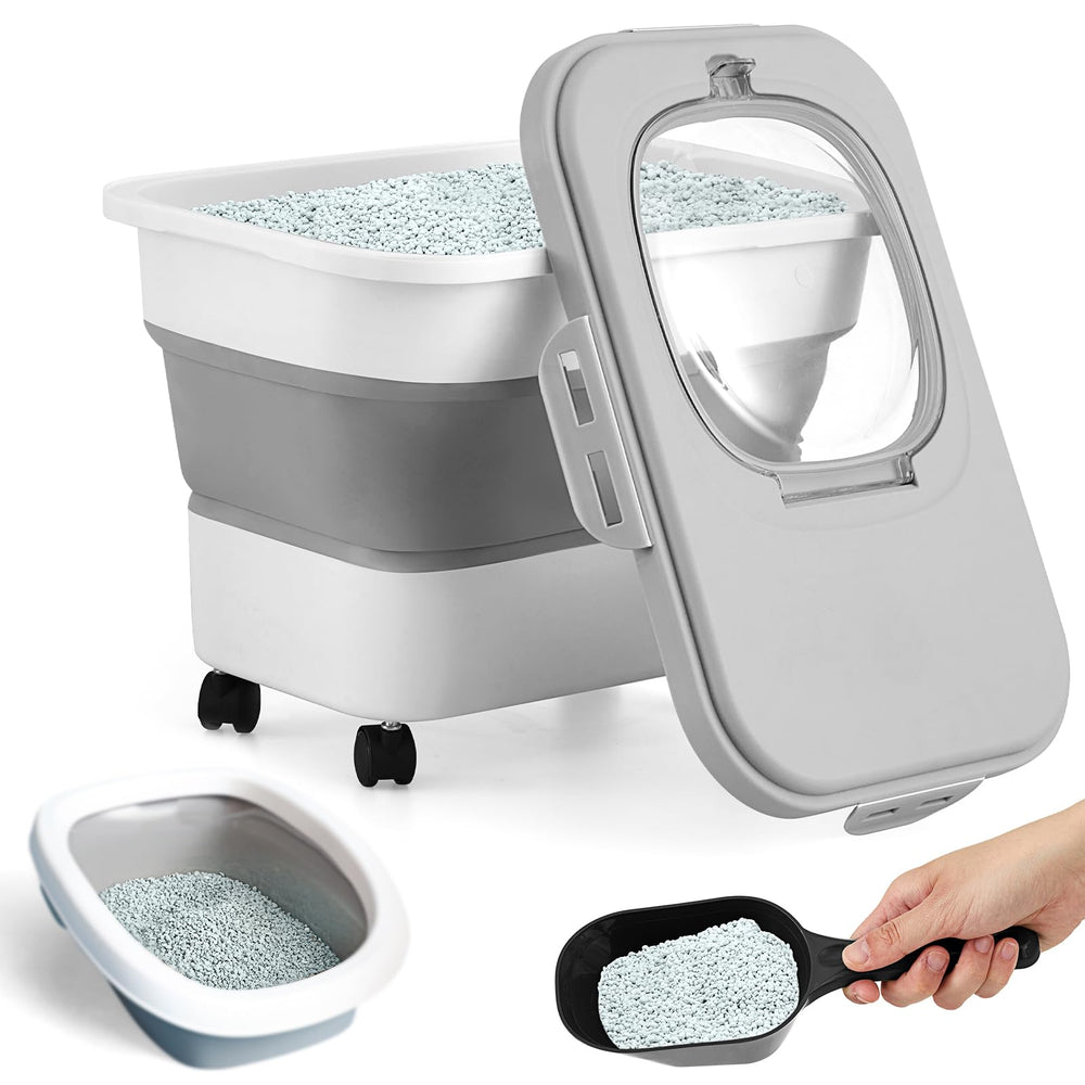 Juexica collapsible litter bin with rolling casters for easy relocation