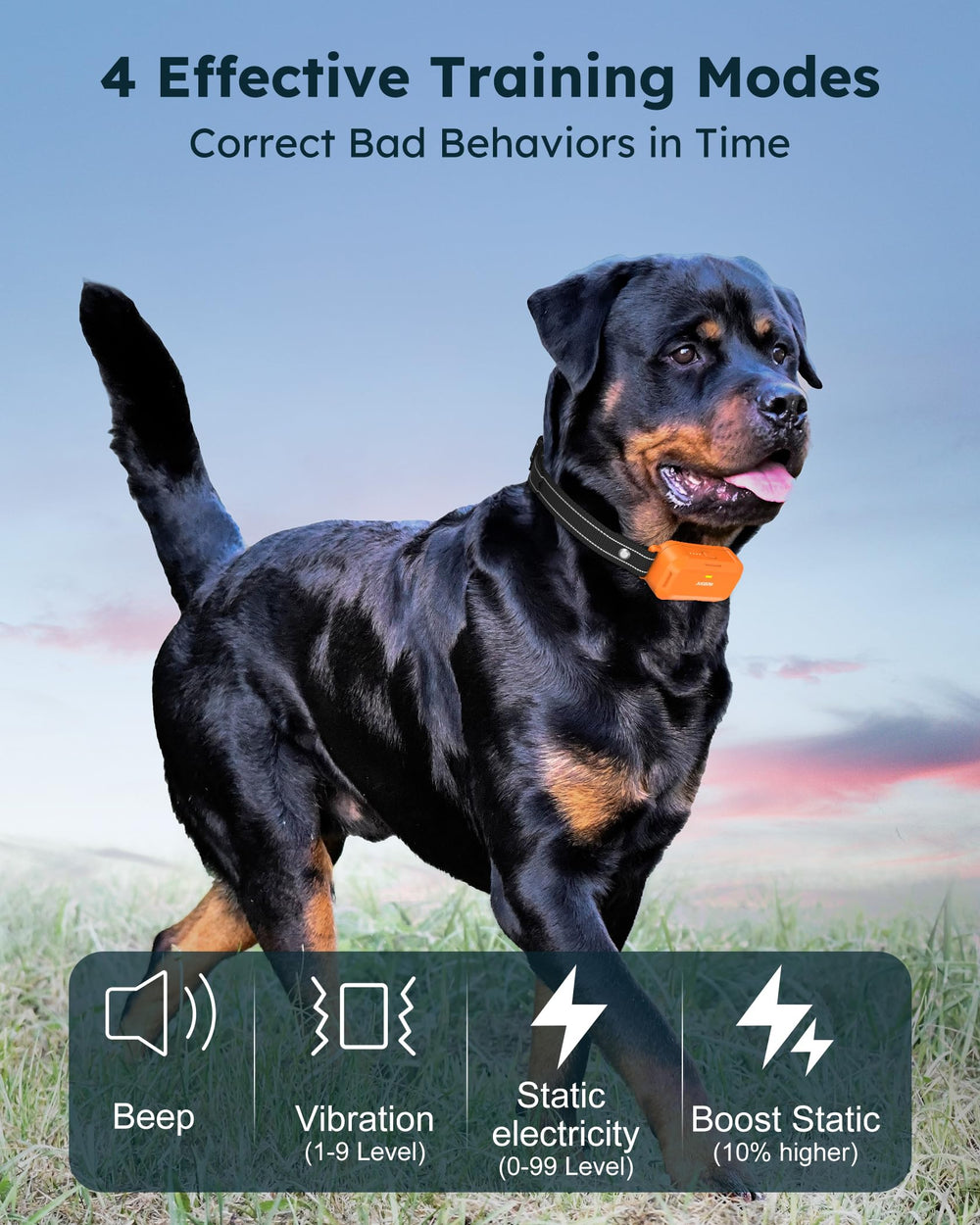 Jugbow 4 modes allow tailored training sessions with your dog.