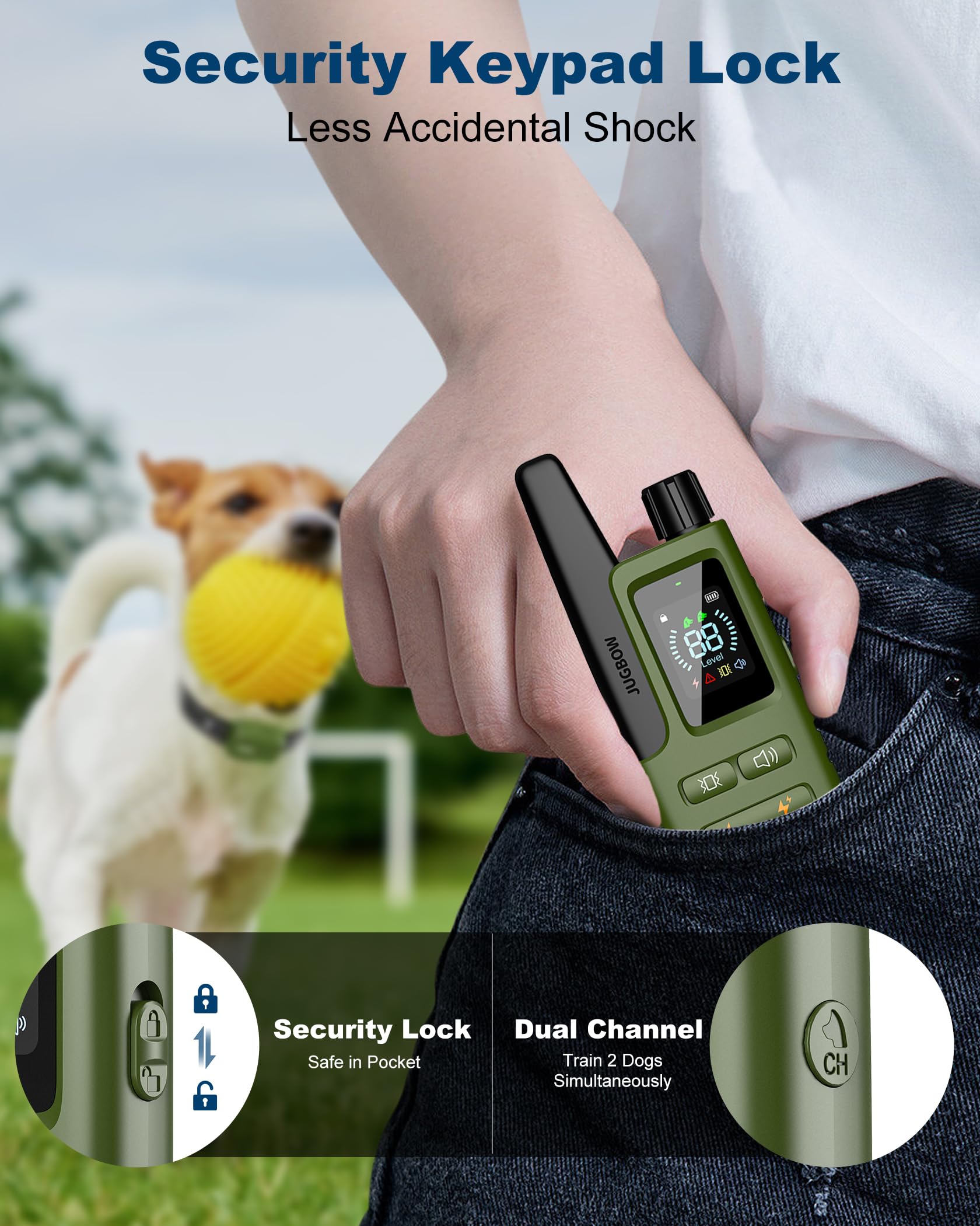 Jugbow four training modes: beep, vibration, safe shock, boost.