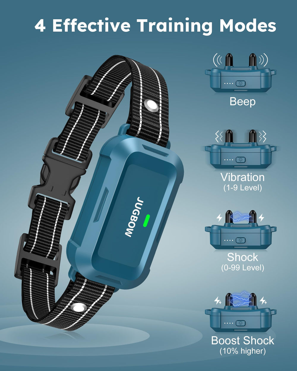 Jugbow 4200ft range enables long-distance training with dual-channel setup.
