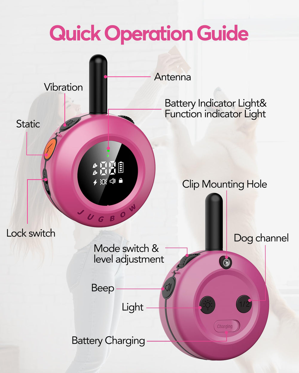 Adjustable TPU neck collar fits a wide range of dog sizes