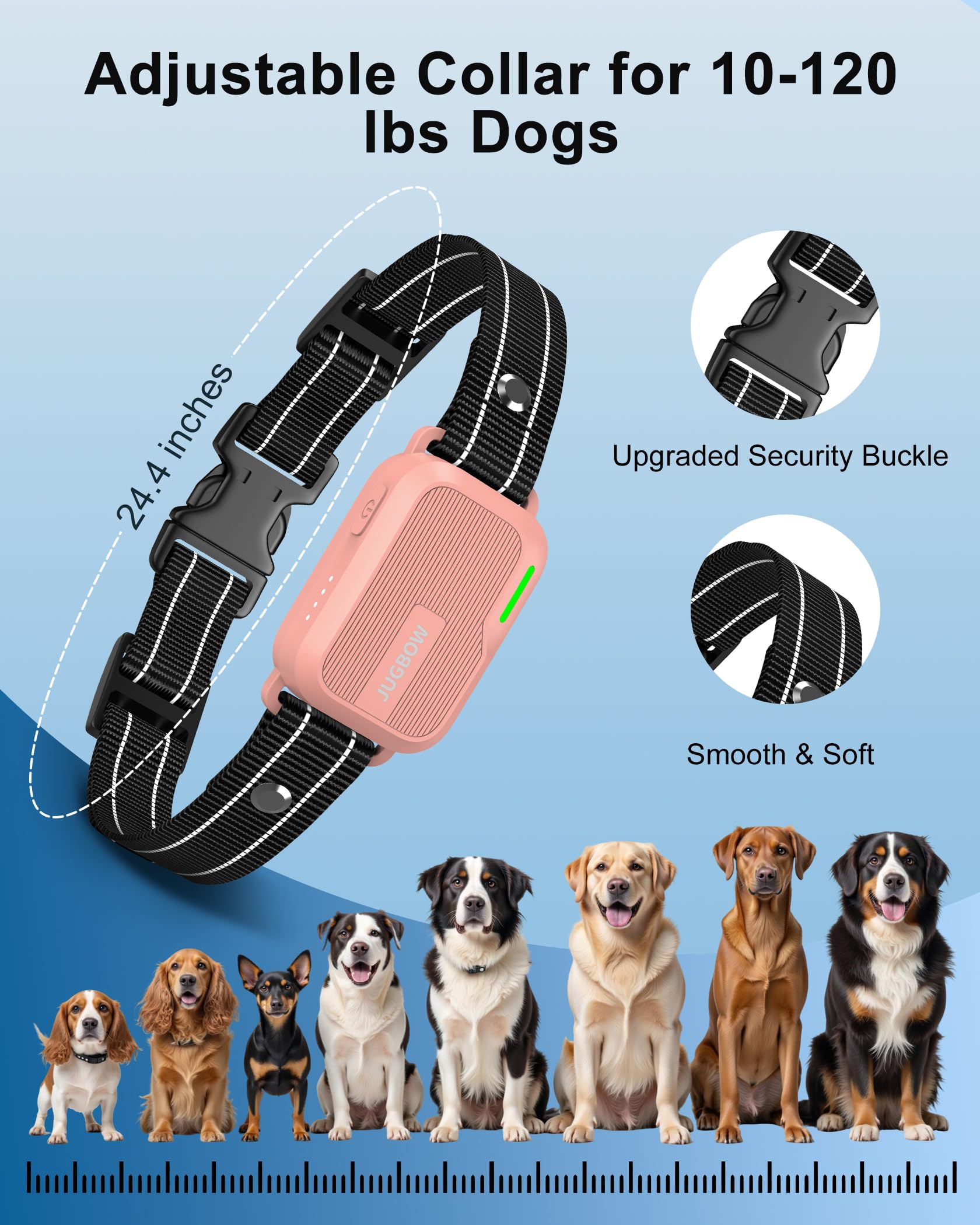 Jugbow dog shock collar in outdoor training with extended range.