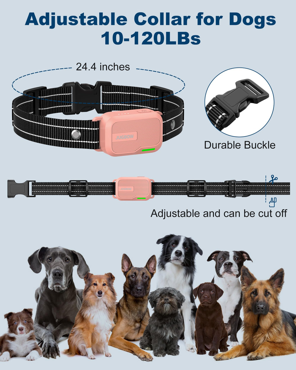 Jugbow dog shock collar four training modes illustration for cues