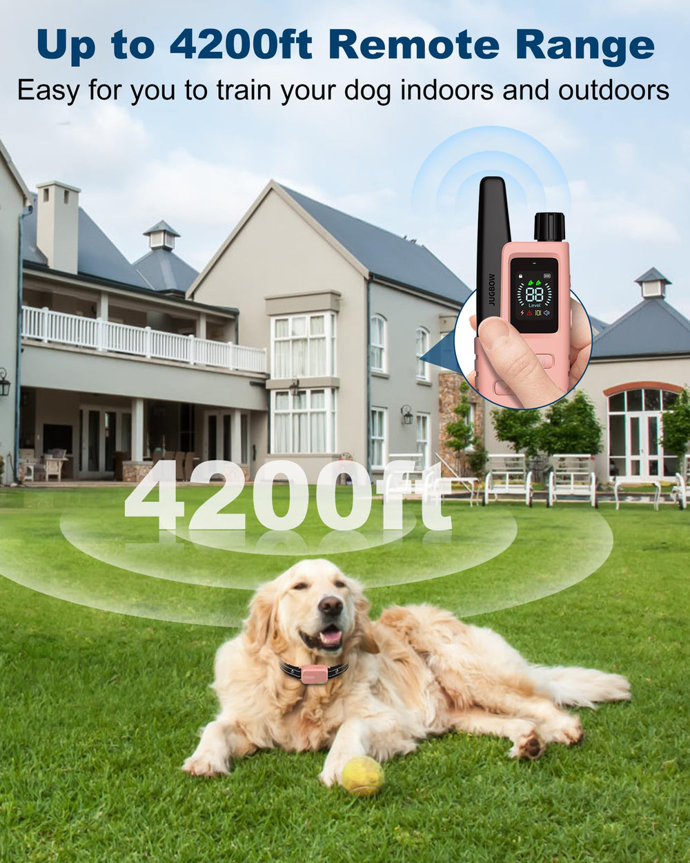 Jugbow dog shock collar IPX7 waterproof close-up for rain sessions