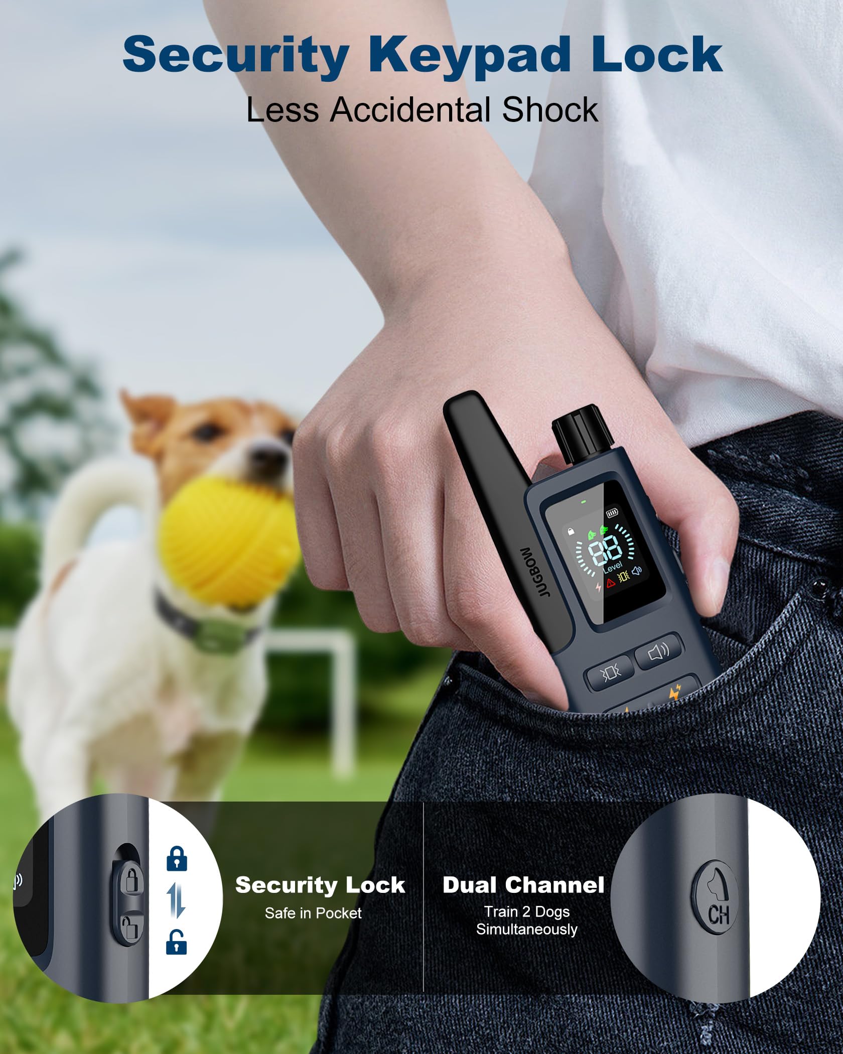 Jugbow IPX7 waterproof collar ready for rain or water training