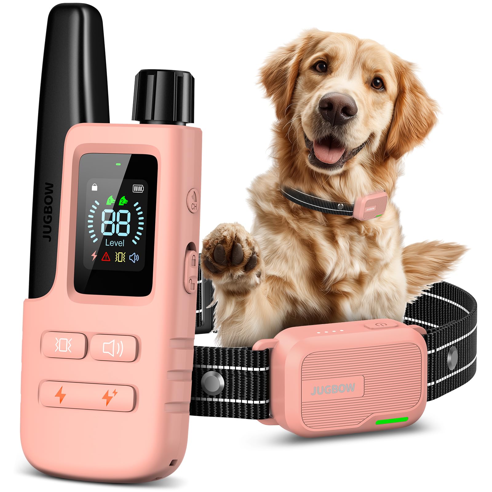 Jugbow dog shock collar product shot showing compact training design