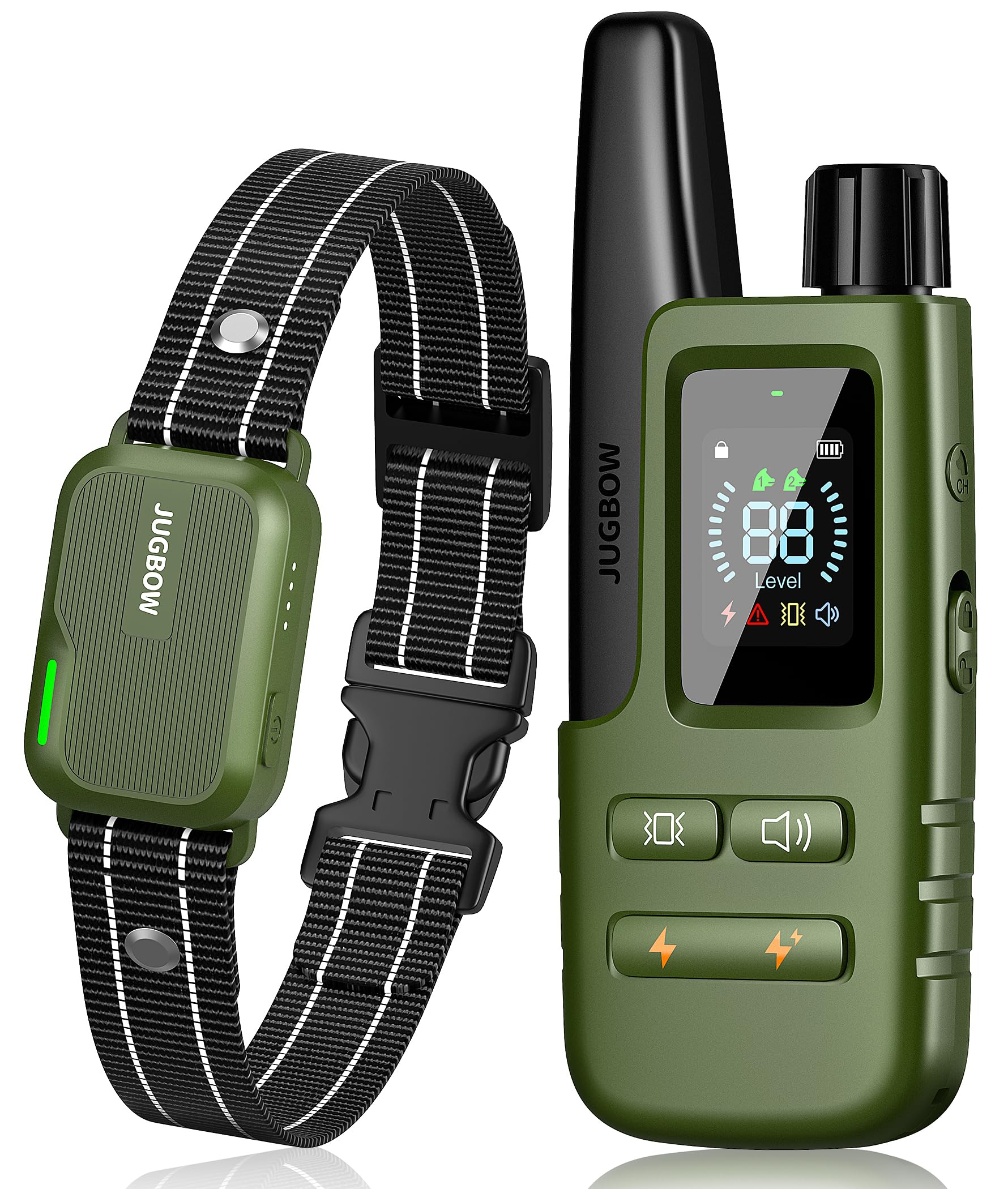 Jugbow receiver collar front view in water-resistant finish for outdoor training.