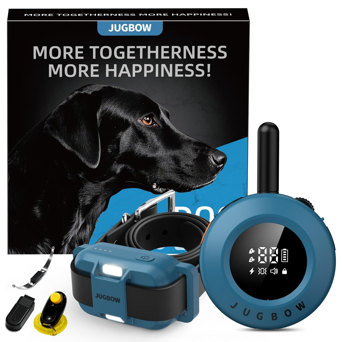 Jugbow dog shock collar with remote for quick training responses.