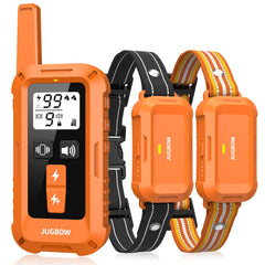 Jugbow dog shock collar remote enables precise training across yards and parks.