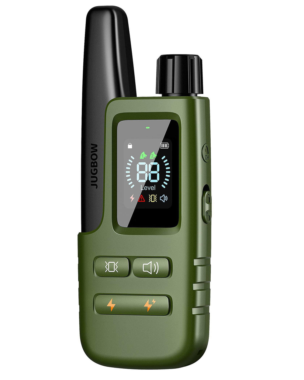 Jugbow dog-training-collar-remote in use during a calm, safe training session.