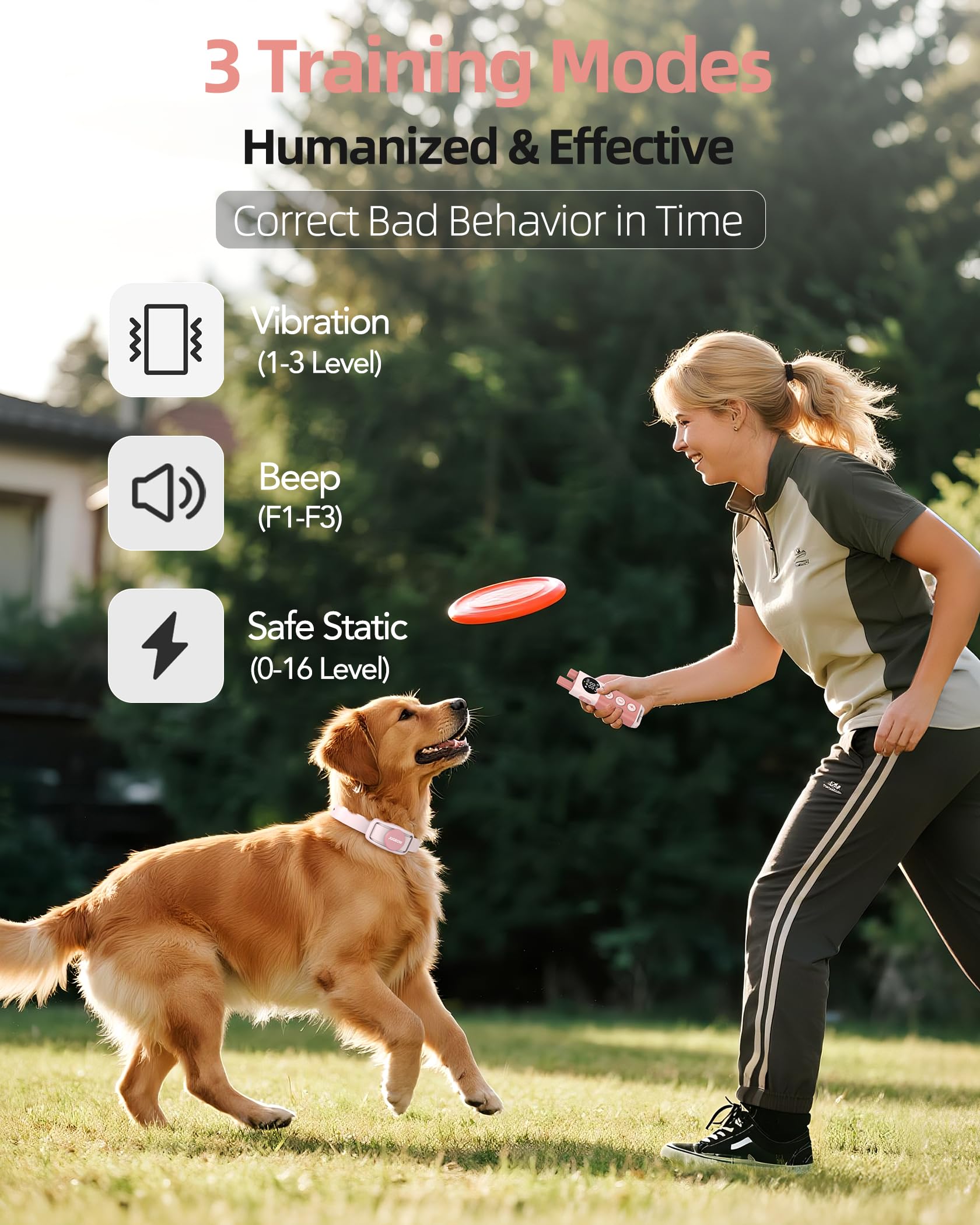 Jugbow ergonomic pink remote for easy one-handed training sessions.