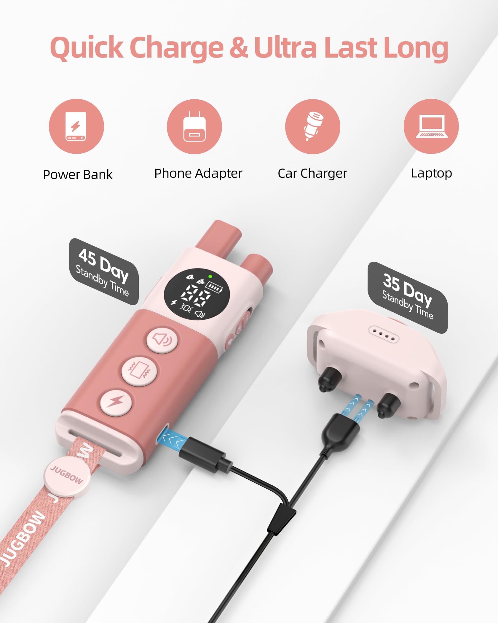 Jugbow safety lock prevents accidental presses during leash walks.