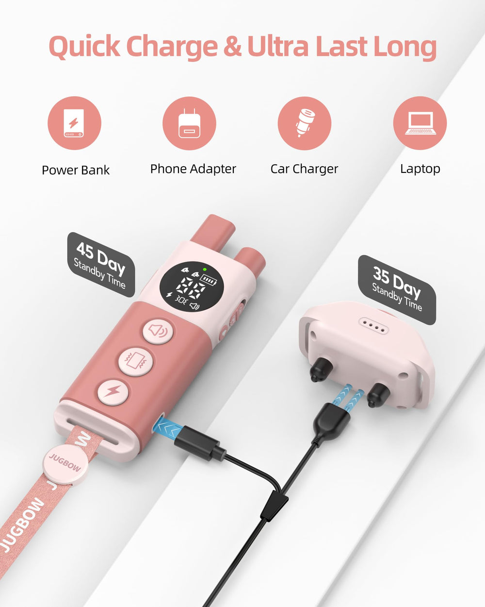 Jugbow safety lock prevents accidental presses during leash walks.