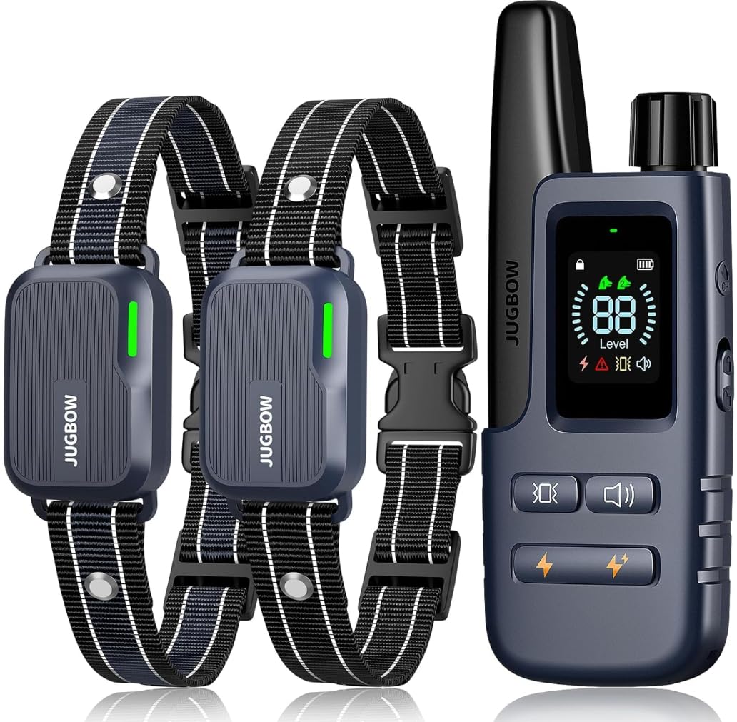 Jugbow Shock Collar remote for two dogs enables precise training from a distance.
