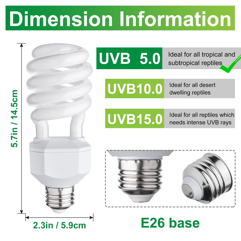 Jugbuy UVB 5.0 bulb with E26 base powering reptile tanks reliably.