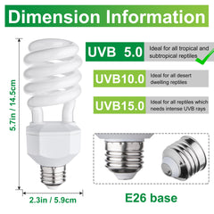 Jugbuy UVB 5.0 bulb with E26 base powering reptile tanks reliably.