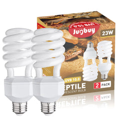 Jugbuy UVB desert reptile bulb 2-pack for terrariums, stable UVB output.