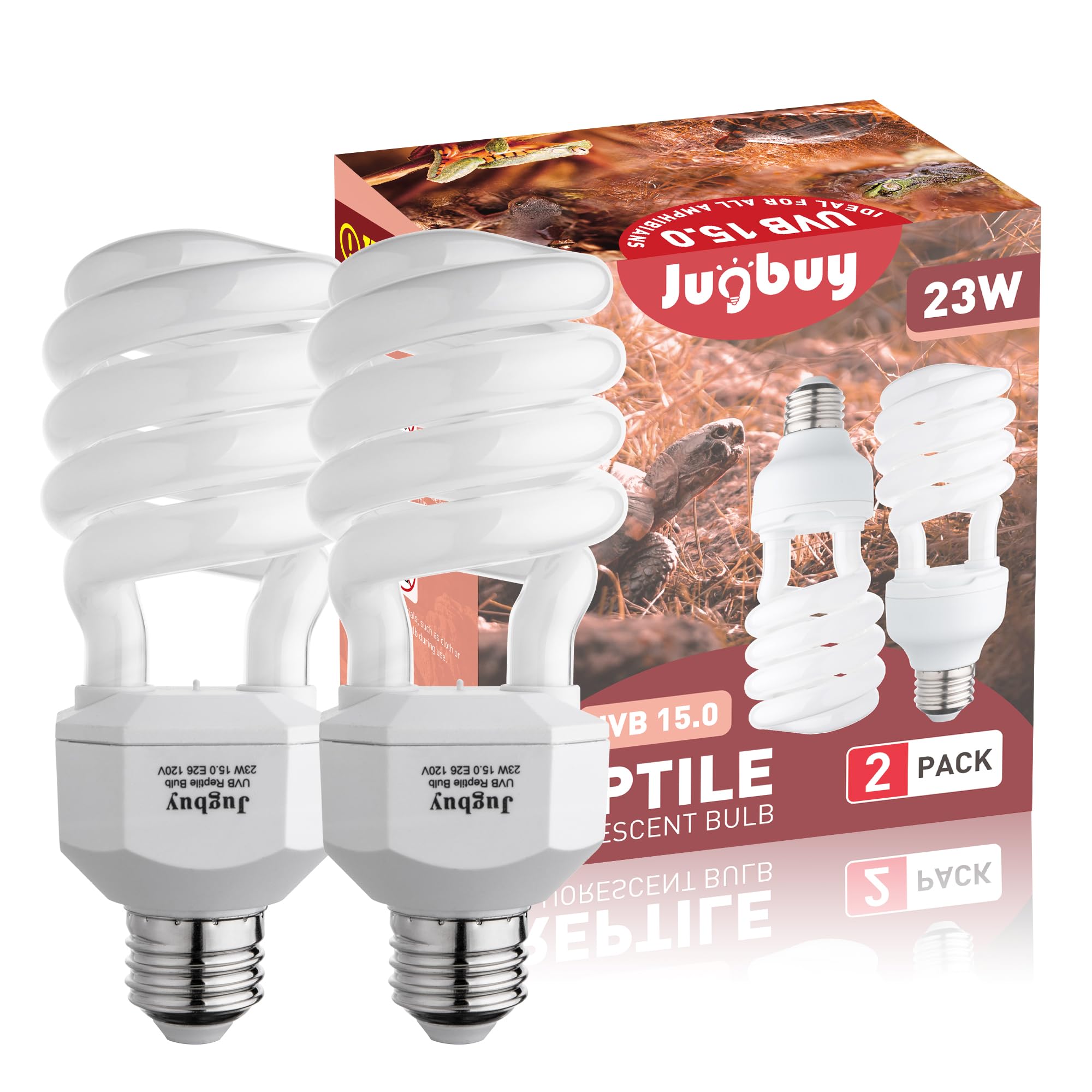 Jugbuy UVB15-0 23W bulb in a desert terrarium supports activity with stable UVB.