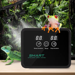 Juilsioa reptile fogger 360-degree nozzle demonstrates wide coverage.