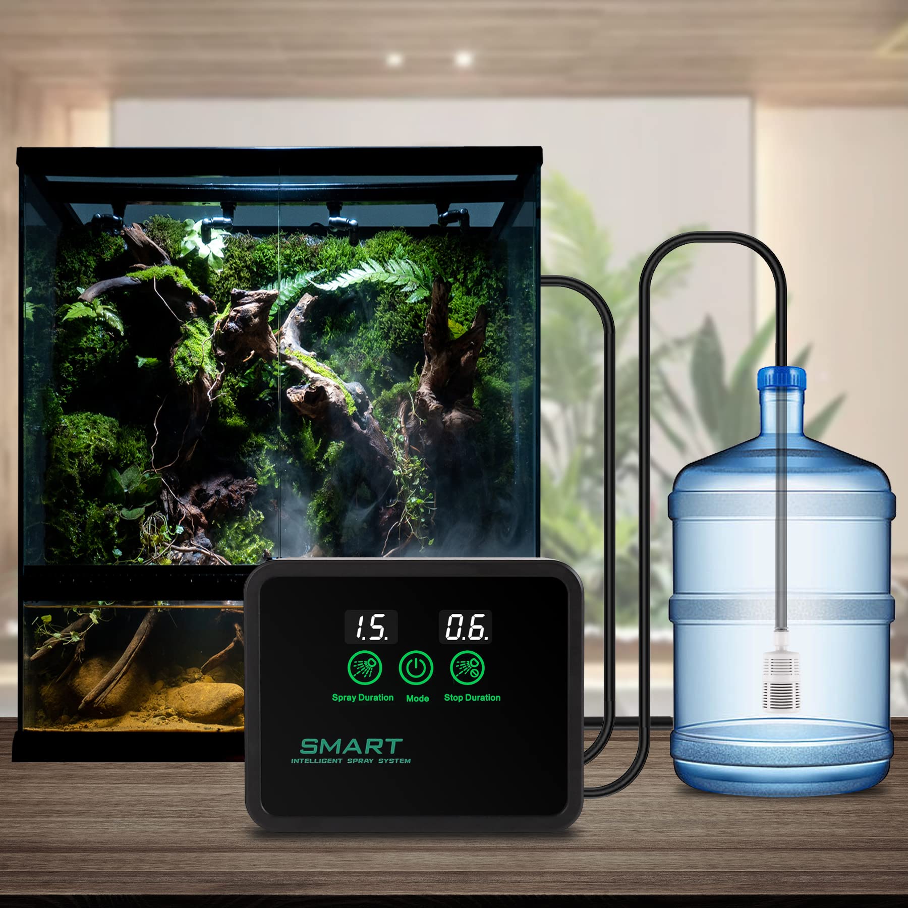 Juilsioa reptile fogger terrarium coverage with even humidity.