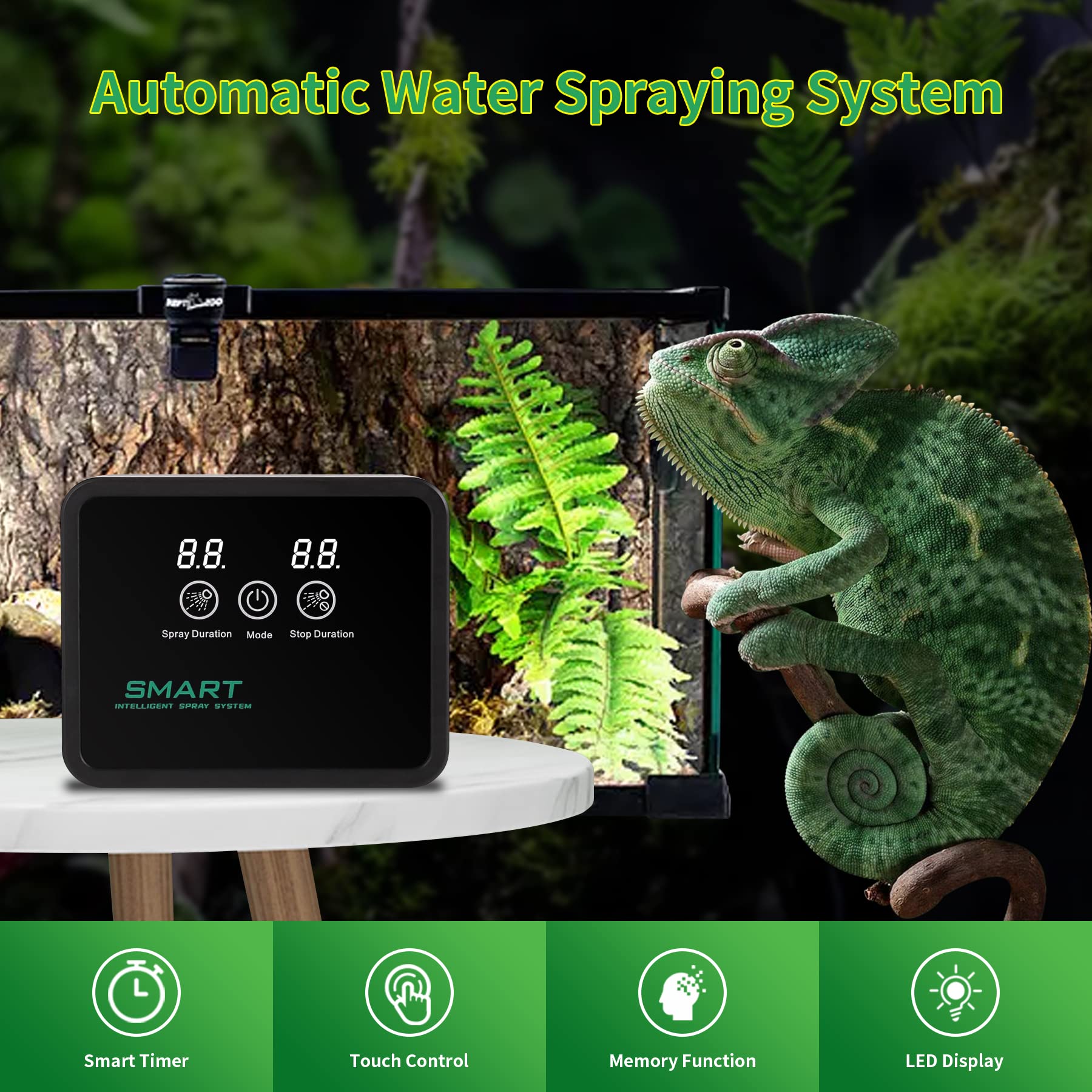 Juilsioa reptile fogger timing control for customizable cycles.