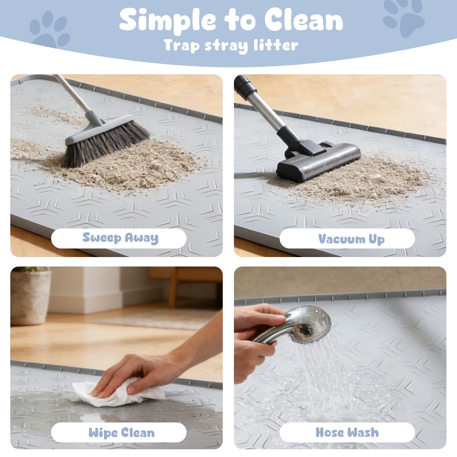 JUJOMAT easy-clean mat for lift, shake, or rinse cleanup.