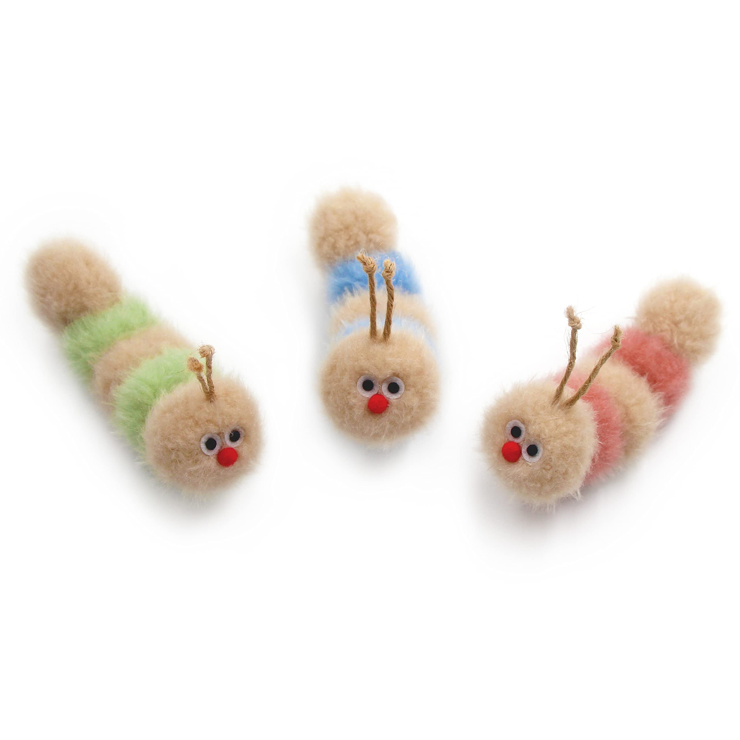Jumpaws fluffy caterpillar toy with catnip for enrichment.