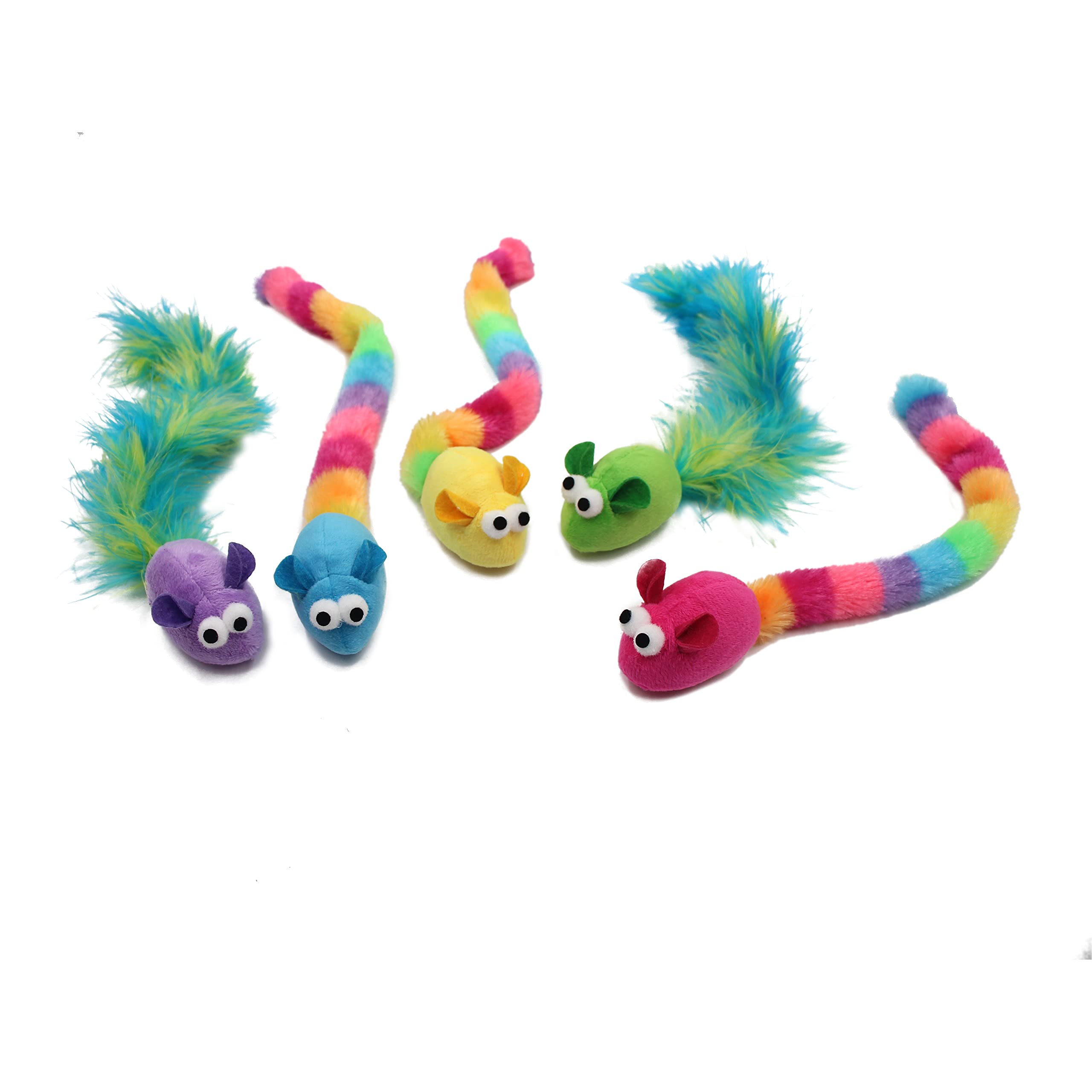 Jumpaws natural feathers on toy provide fluttering appeal.