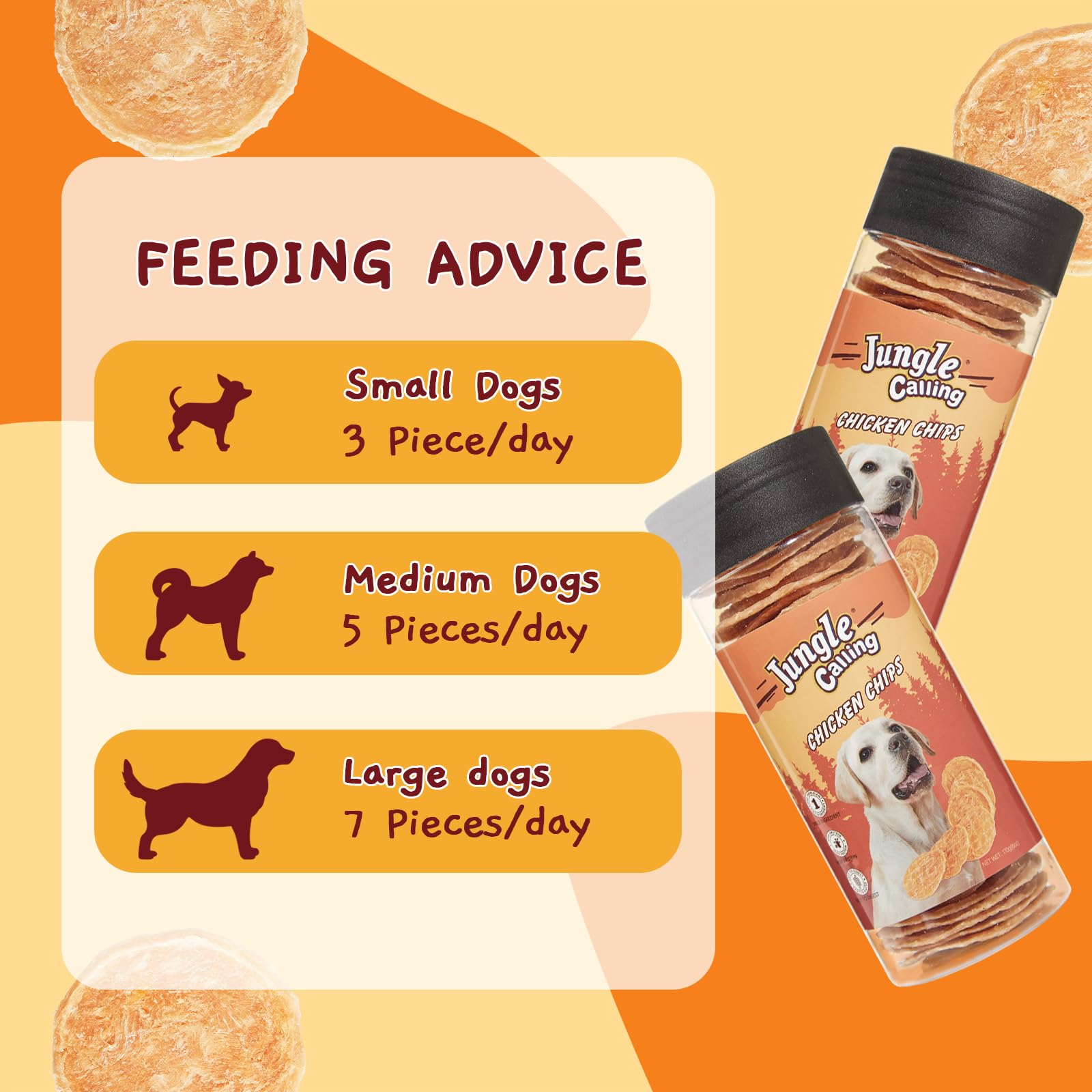 Uniform round chips ideal for portioning across dog sizes