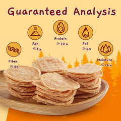 Jungle Calling Chicken Chips round shapes designed for gentle chewing