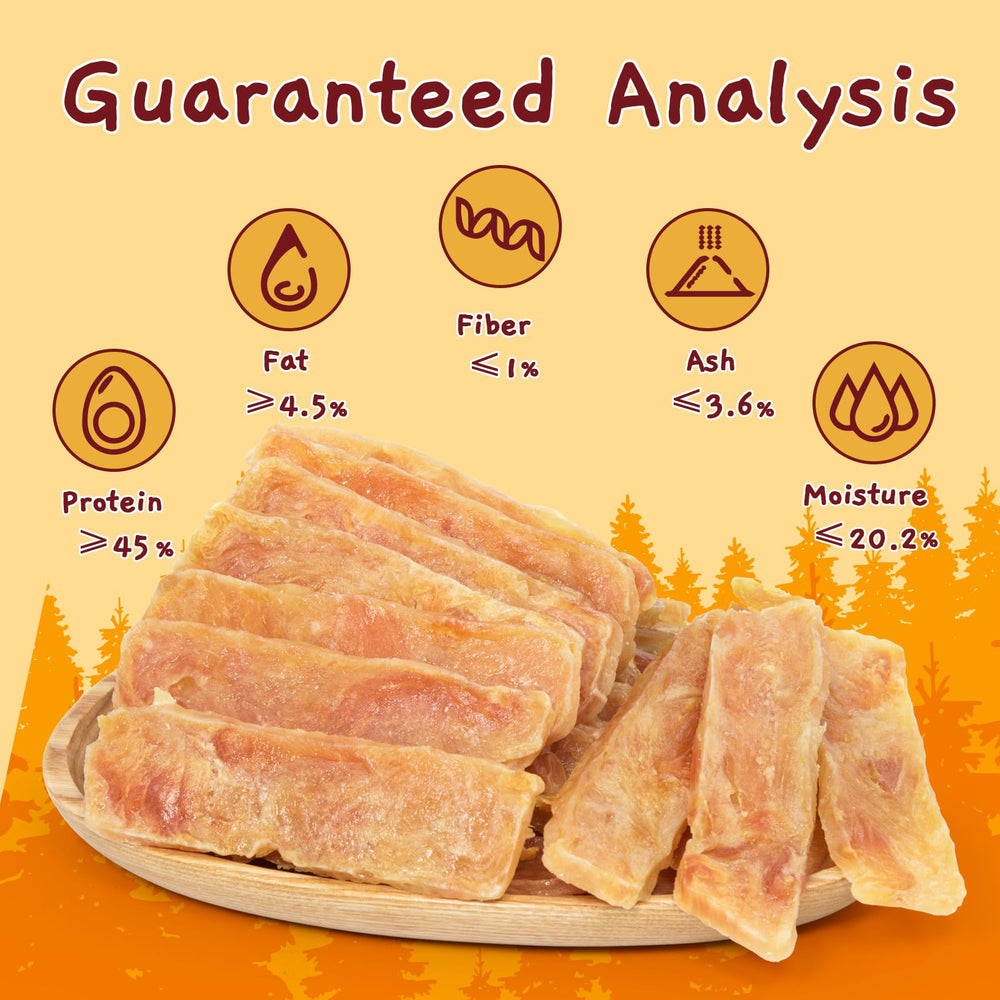 Close-up of Jungle Calling chicken jerky treats
