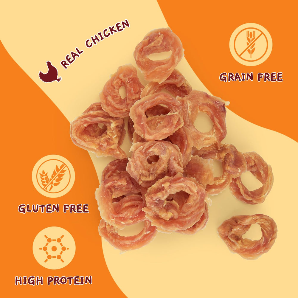 Glucosamine-containing Jungle Calling Chicken Rings formulation for joint support during active play.