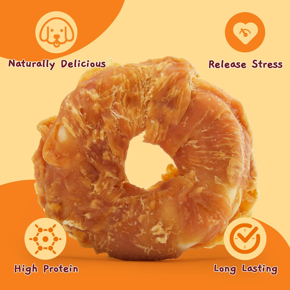Jungle Calling rawhide donut with chicken surface aroma invites chewing