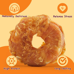 Jungle Calling rawhide donut with chicken surface aroma invites chewing