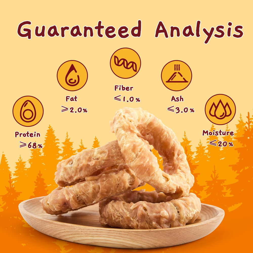Jungle Calling Chicken-Wrapped Tendon surface, appealing protein-dense chew for dogs.