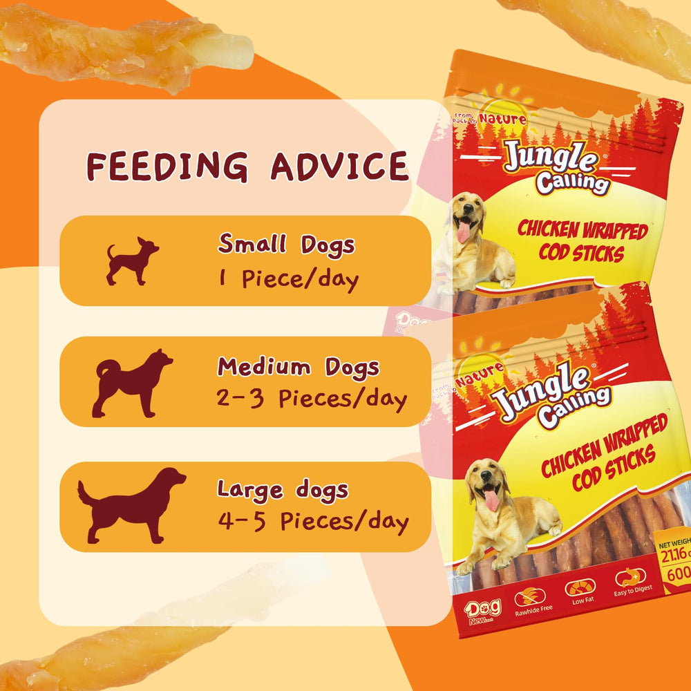 Jungle Calling soft texture cod-stick chew suitable for small dogs