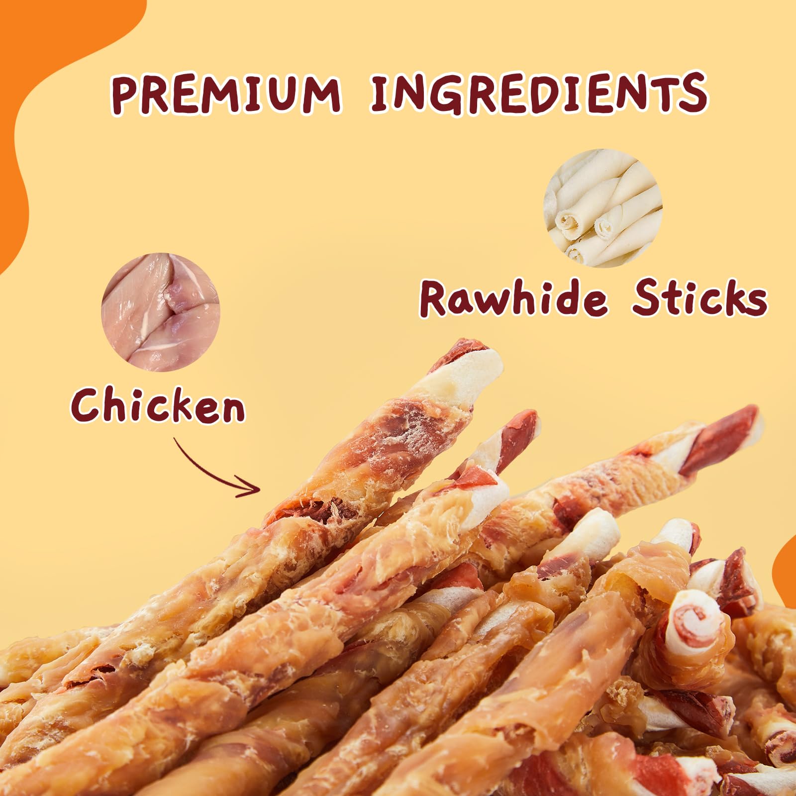 Jungle Calling dog treats - chicken-wrap-detail highlights flavorful, durable chews for small to medium dogs