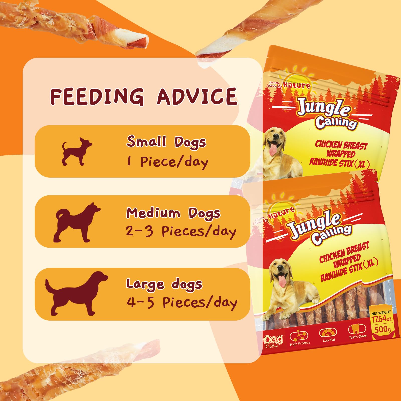 Jungle Calling dog treats - grain-free-packaging emphasizes allergen-friendly, convenient storage
