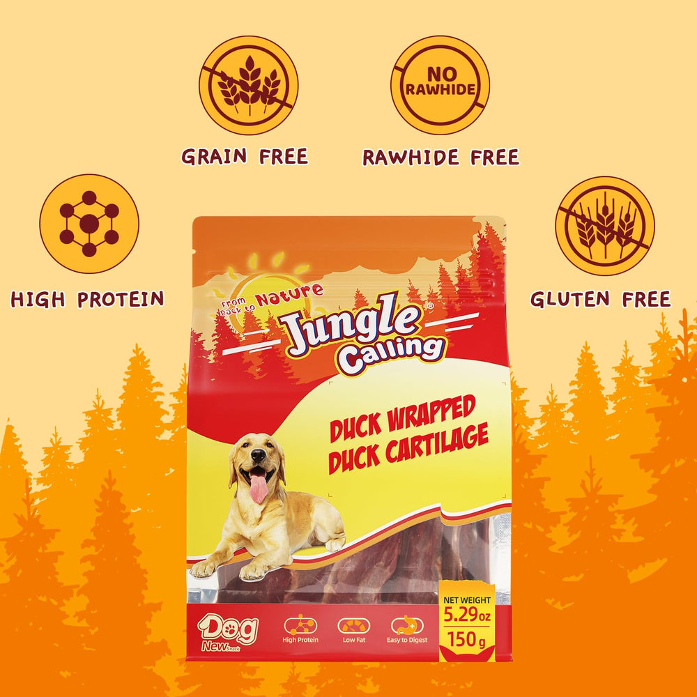 Training reward moment with Jungle Calling duck wrapped bones during dog training