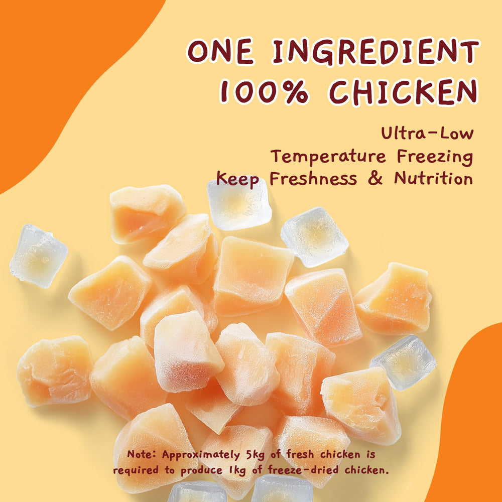 Jungle Calling chicken cubes cat treat suitable as a tasty training reward.