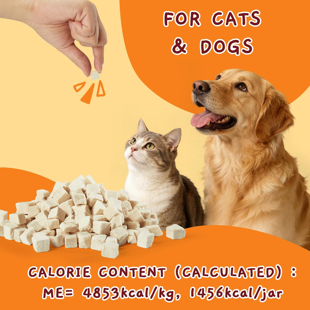 Jungle Calling freeze dried chicken treat closeup crispy texture with high protein appeal