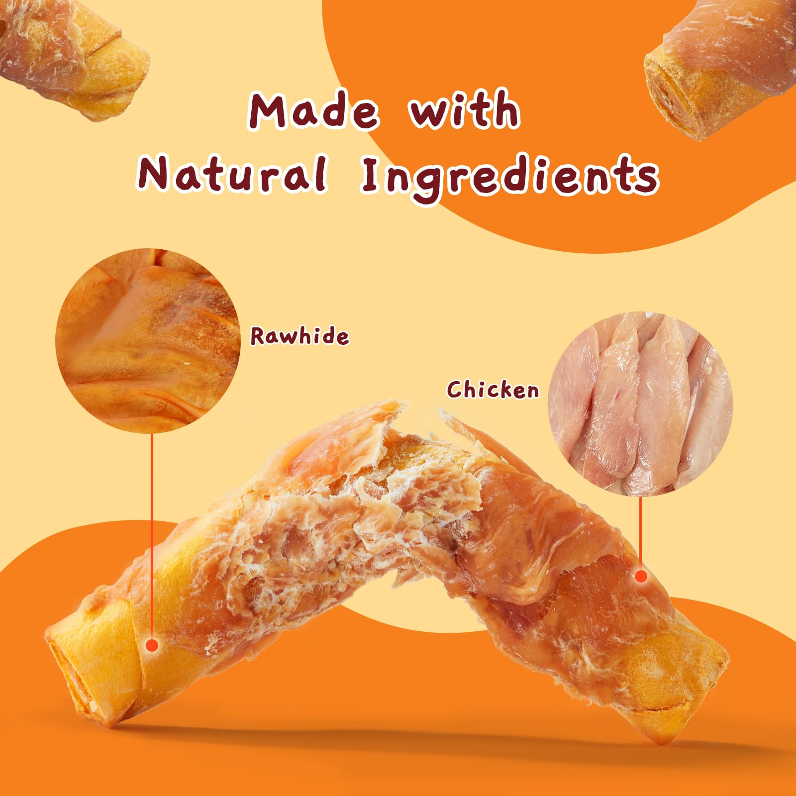 Jungle Calling rawhide chews close-up, high-protein treat designed for longer play sessions.