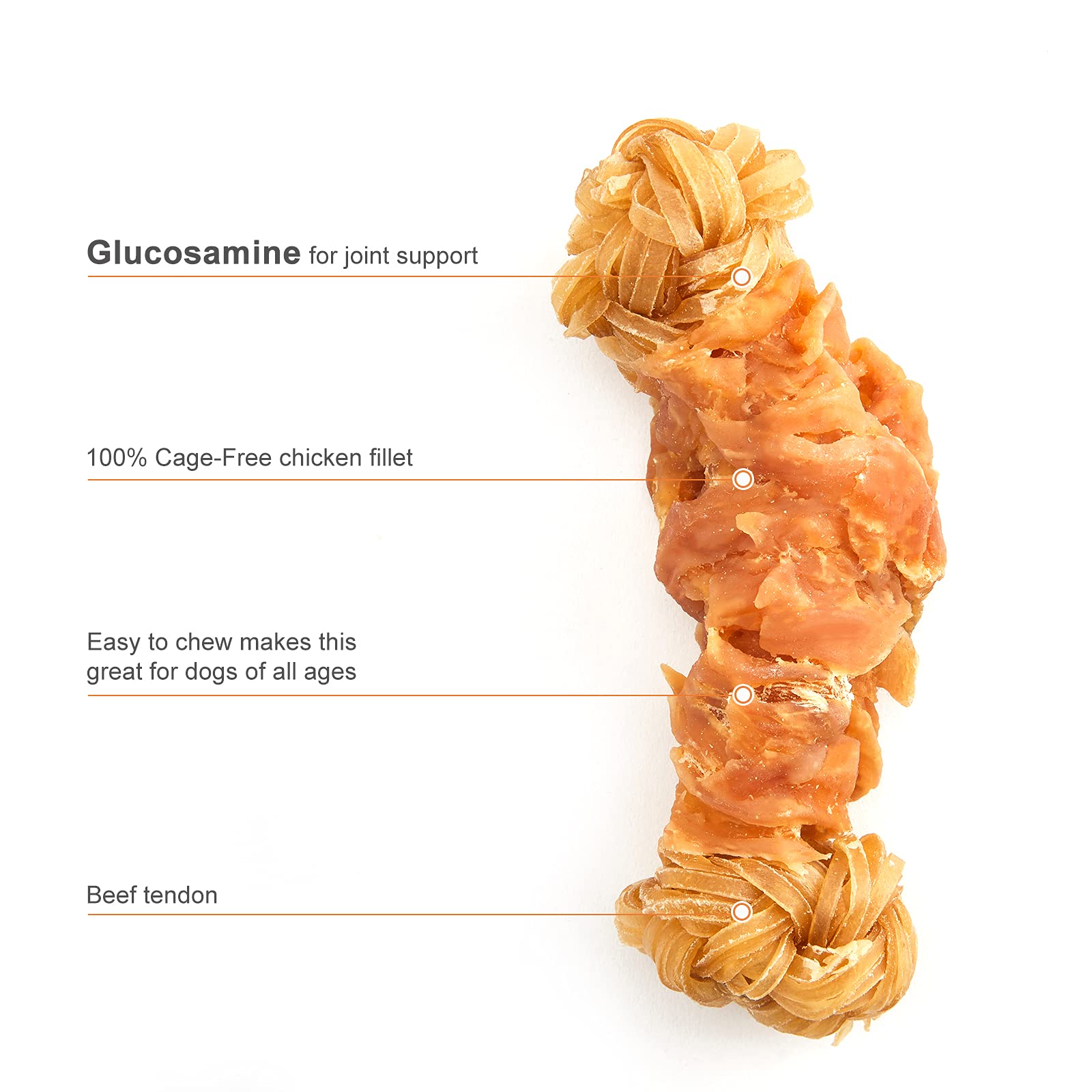 Jungle Calling beef-tendon dog chew, knotted bone for long-lasting sessions.