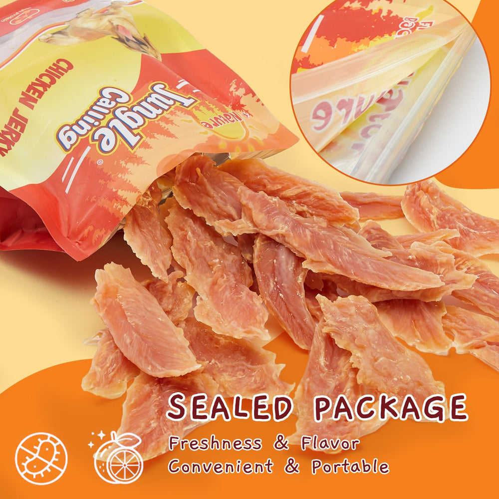 Wholesome ingredients in Jungle Calling chicken jerky with whole chicken breast